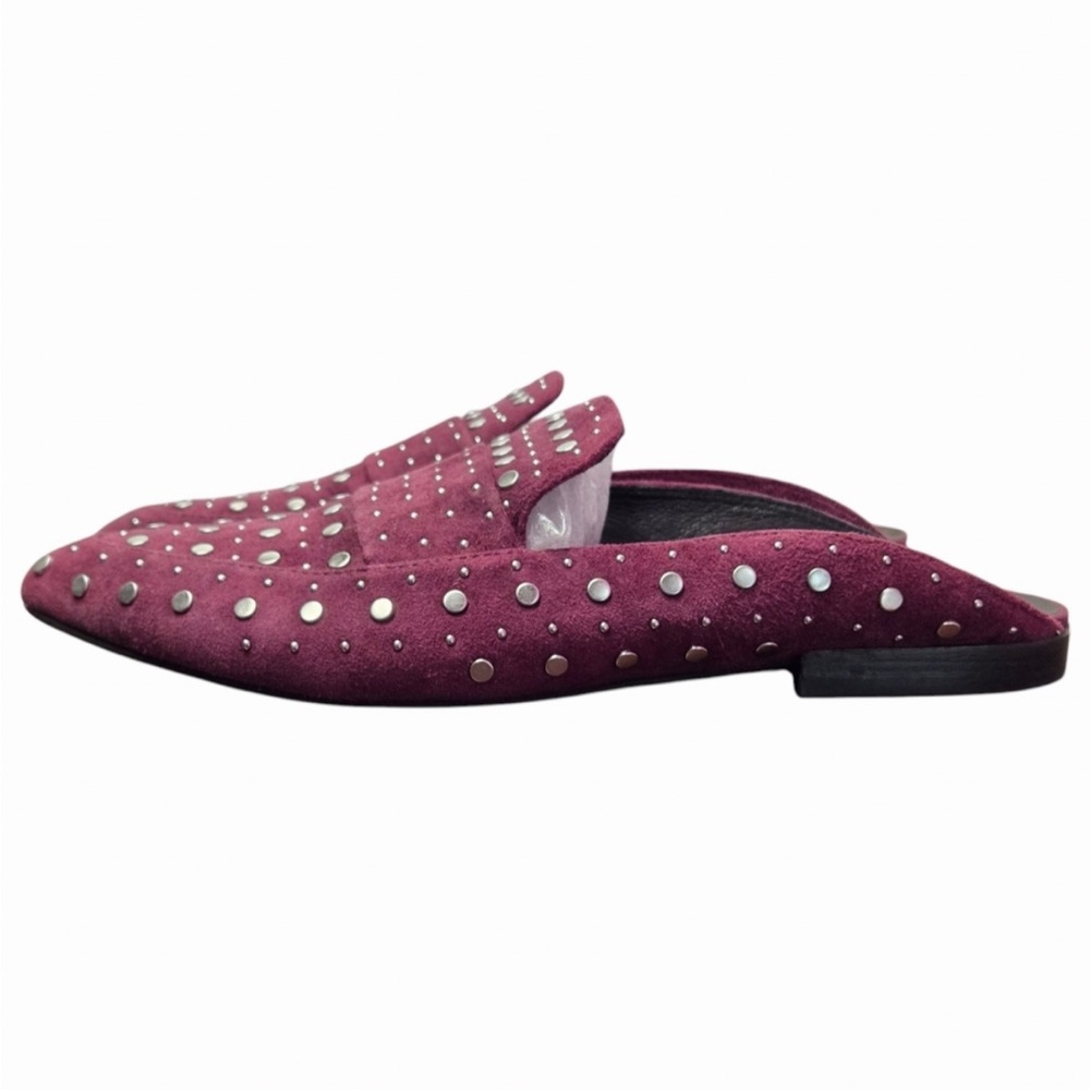 Kristin Cavallari for Chinese Laundry size 10 maroon silver Studded Suede mules - Picture 8 of 8